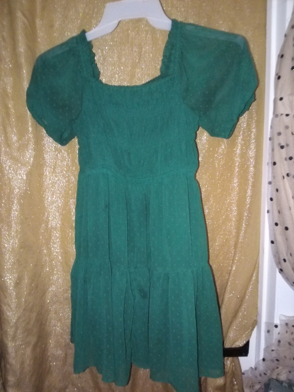 Emerald Puff-Sleeve Tiered Mini Dress By Thereabouts